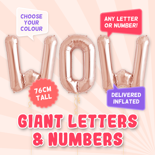 A 76cm tall Congratulations, Letters & Numbers balloon example