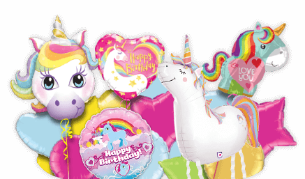 A collection of unicorn party balloons
