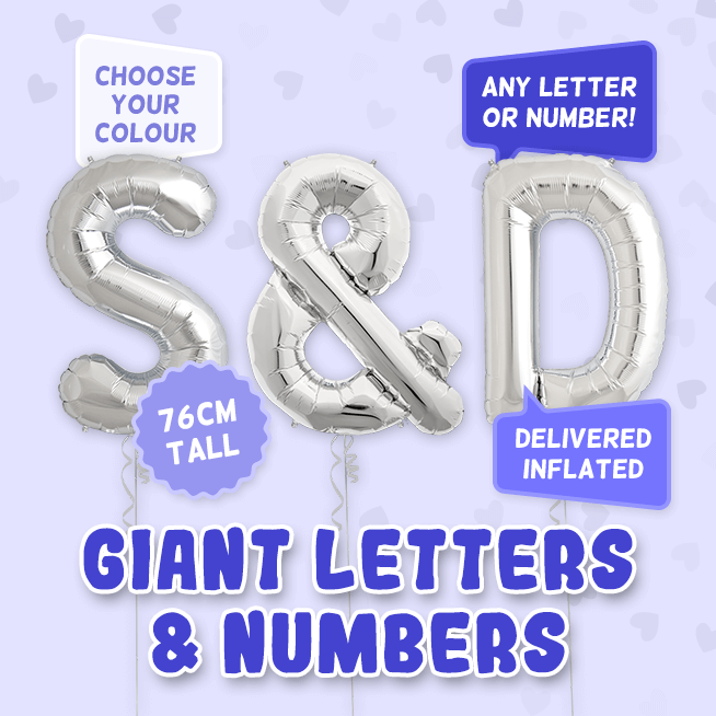 A 76cm tall Anniversary, Letters & Numbers balloon example