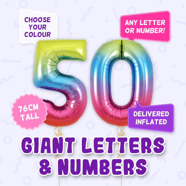 A 76cm tall Party, Letters & Numbers balloon example