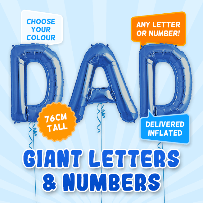 A 76cm tall Father's Day, Letters & Numbers balloon example