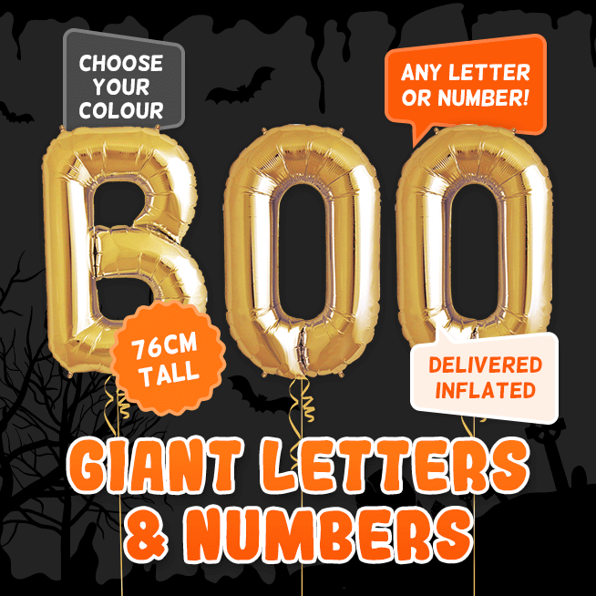 A 76cm tall Halloween, Letters & Numbers balloon example