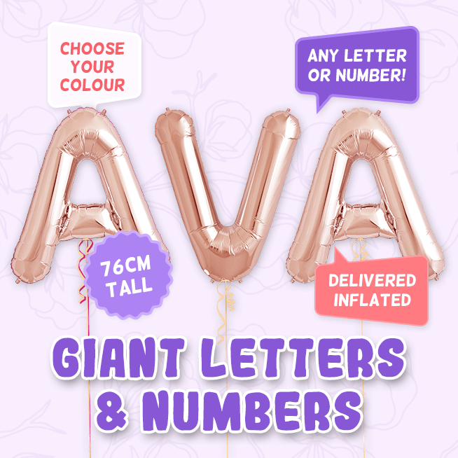 A 76cm tall Missing You, Letters & Numbers balloon example