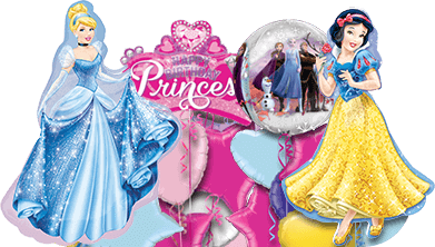 A collection of princess party balloons